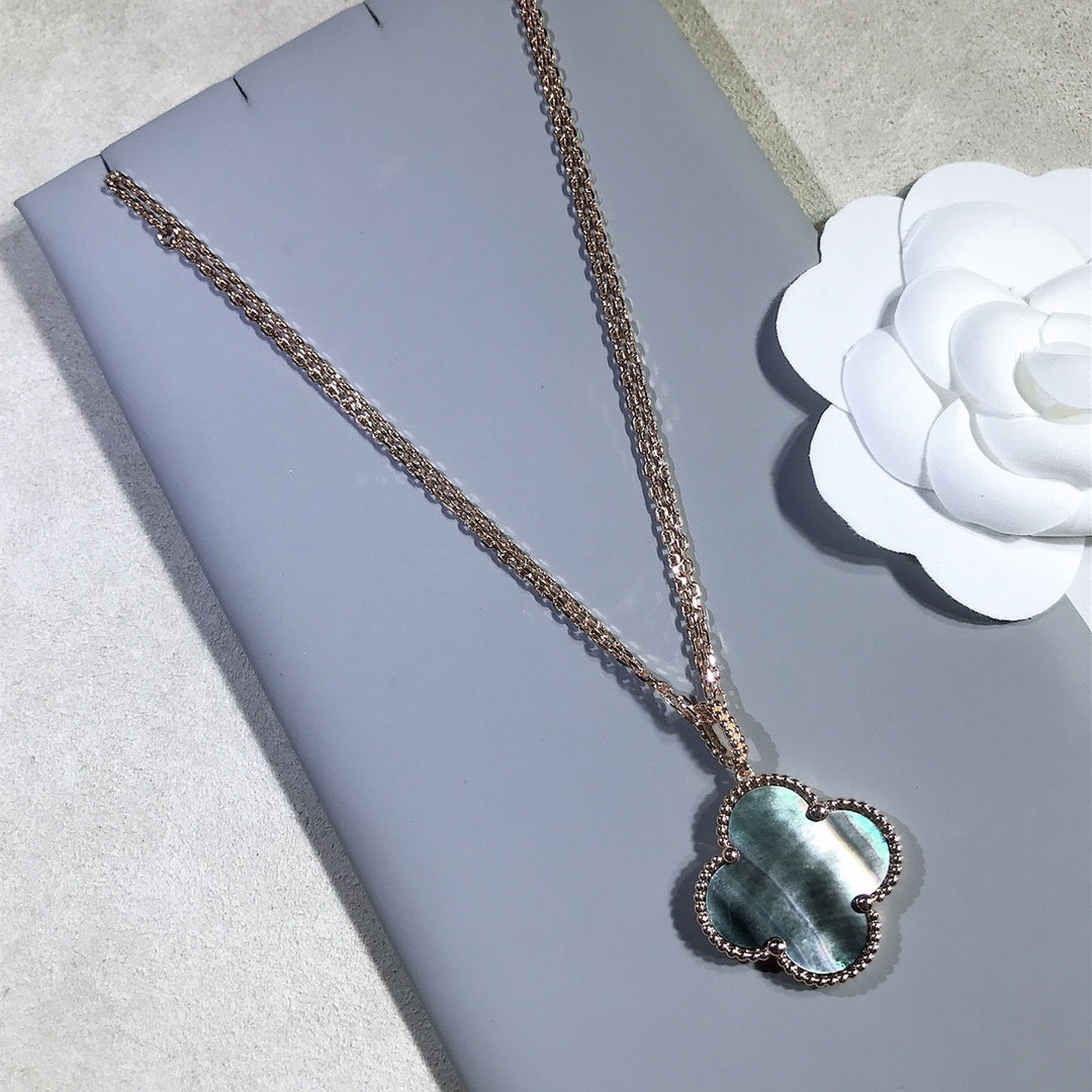[⭐Hinora Jewelry]CLOVER 25MM GOLD DARK MOP BIG CLOVER NECKLACE
