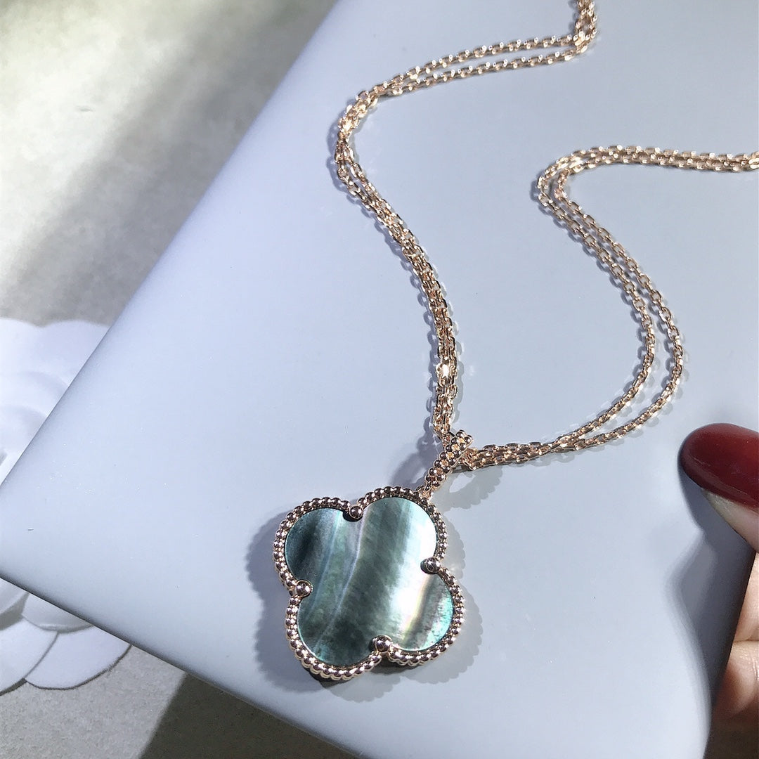 [⭐Hinora Jewelry]CLOVER 25MM GOLD DARK MOP BIG CLOVER NECKLACE