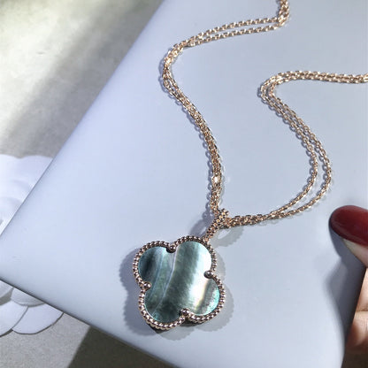 [⭐Hinora Jewelry]CLOVER 25MM GOLD DARK MOP BIG CLOVER NECKLACE