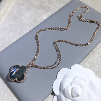 [⭐Hinora Jewelry]CLOVER 25MM GOLD DARK MOP BIG CLOVER NECKLACE