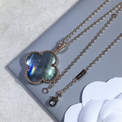 [⭐Hinora Jewelry]CLOVER 25MM GOLD DARK MOP BIG CLOVER NECKLACE