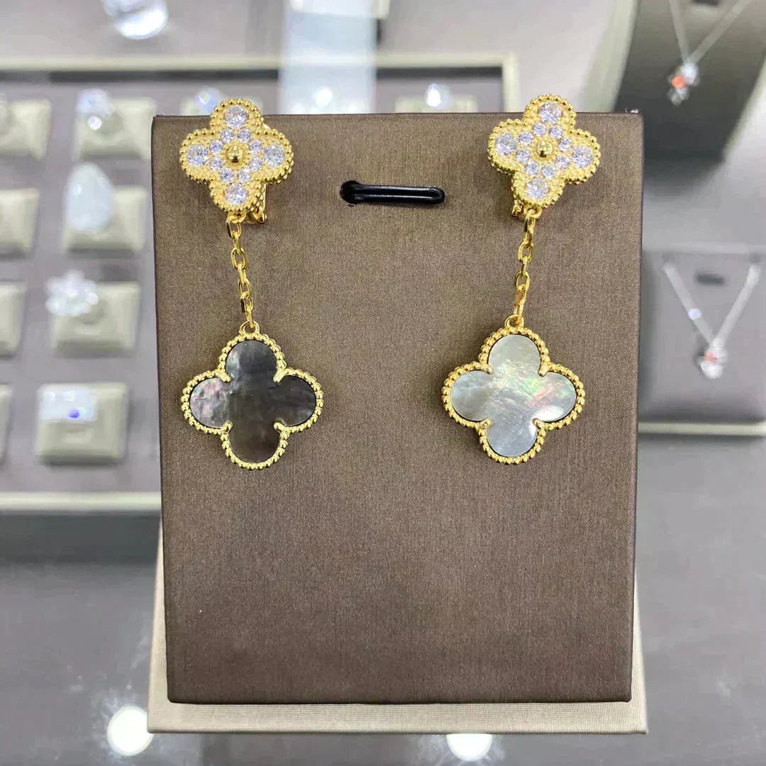 [⭐Hinora Jewelry]CLOVER  2 MOTIFS  DIAMOND  EARRINGS (MULTIPLE CHOICESç´
