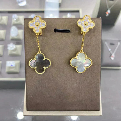 [⭐Hinora Jewelry]CLOVER  2 MOTIFS  DIAMOND  EARRINGS (MULTIPLE CHOICESç´