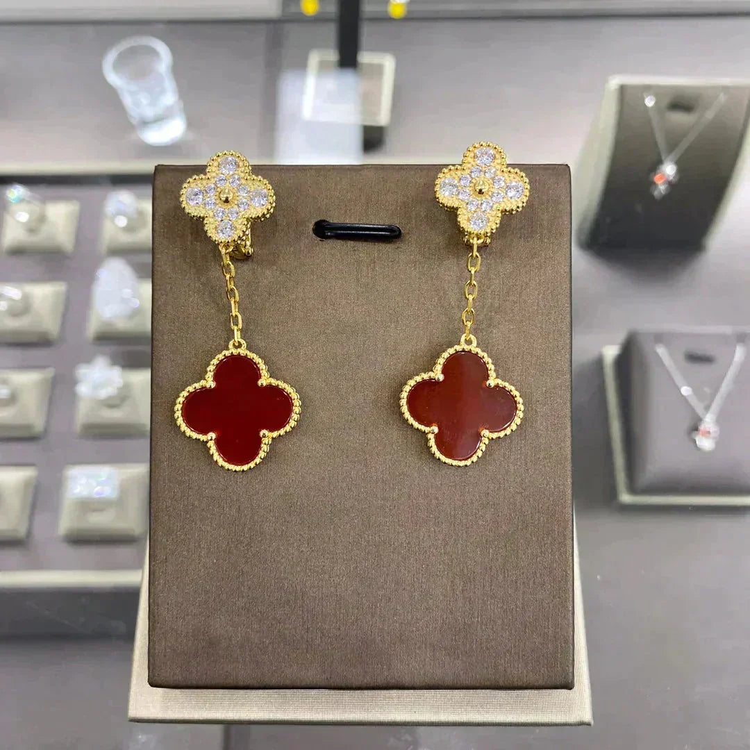 [⭐Hinora Jewelry]CLOVER  2 MOTIFS  DIAMOND  EARRINGS (MULTIPLE CHOICESç´