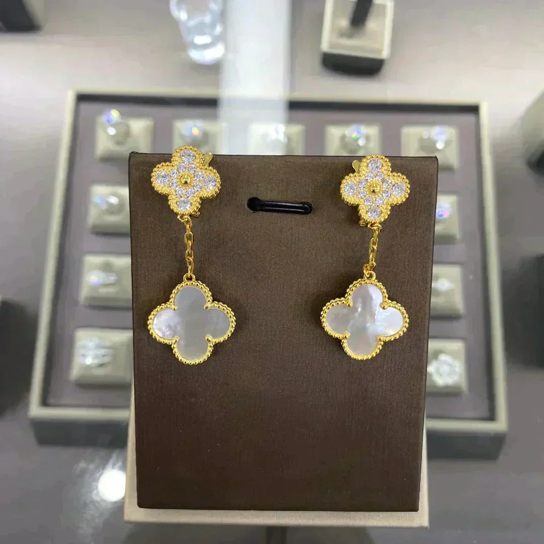 [⭐Hinora Jewelry]CLOVER  2 MOTIFS  DIAMOND  EARRINGS (MULTIPLE CHOICESç´