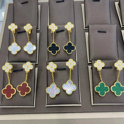 [⭐Hinora Jewelry]CLOVER  2 MOTIFS  DIAMOND  EARRINGS (MULTIPLE CHOICESç´