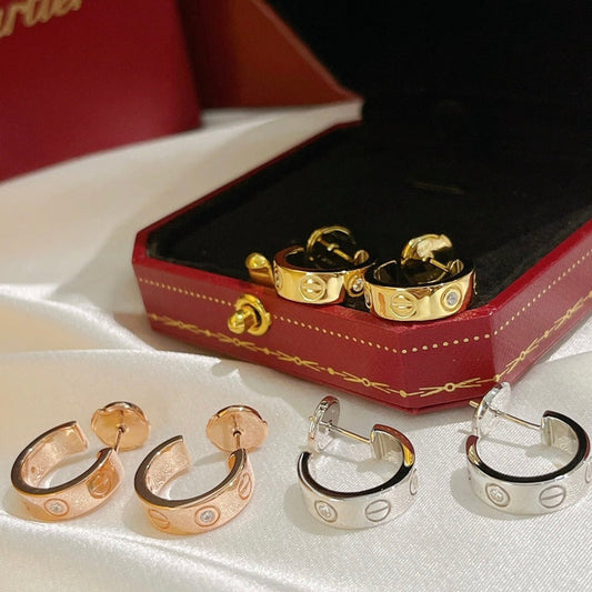 [⭐Hinora Jewelry]LOVE EARRINGS 5.7MM 2 DIAMONDS
