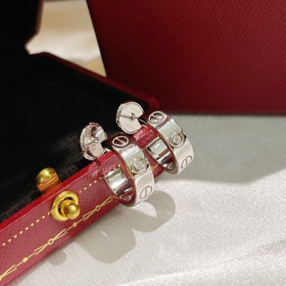 [⭐Hinora Jewelry]LOVE EARRINGS 5.7MM 2 DIAMONDS