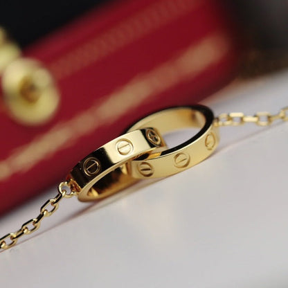 [⭐Hinora Jewelry]LOVE NECKLACE DOUBLE RING GOLD