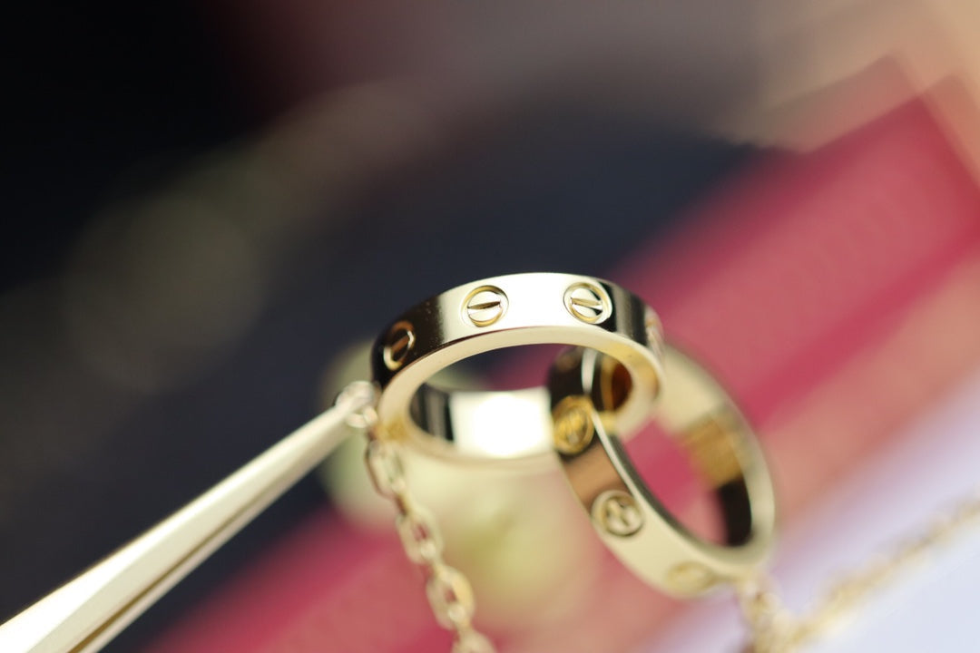 [⭐Hinora Jewelry]LOVE NECKLACE DOUBLE RING GOLD