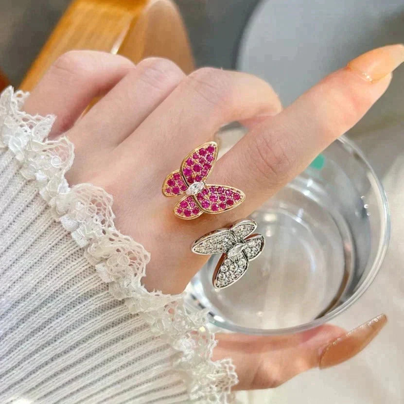 [⭐Hinora Jewelry]TWIN BUTTERFLY DIAMOND RING