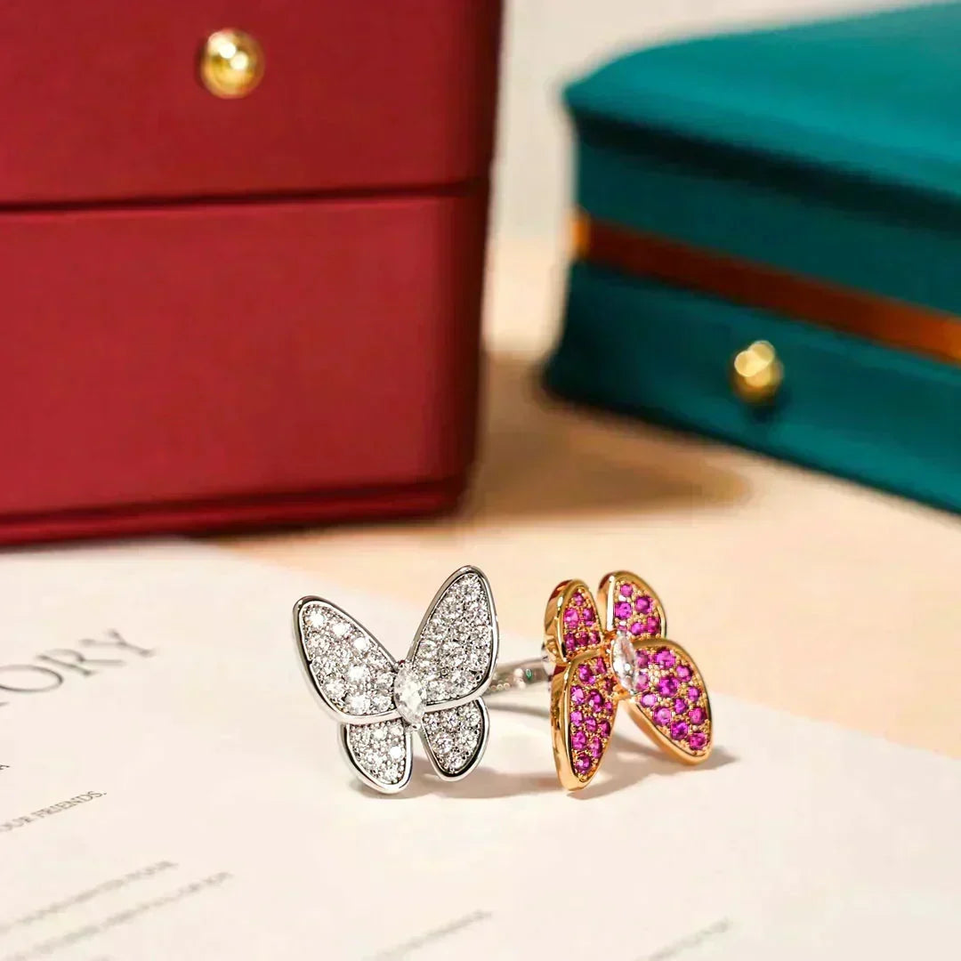 [⭐Hinora Jewelry]TWIN BUTTERFLY DIAMOND RING
