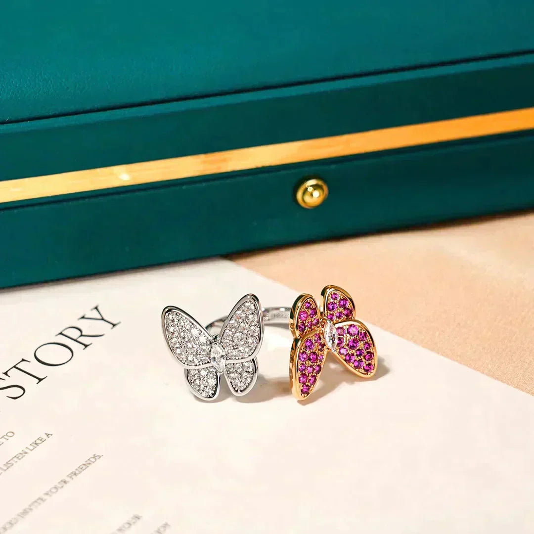 [⭐Hinora Jewelry]TWIN BUTTERFLY DIAMOND RING