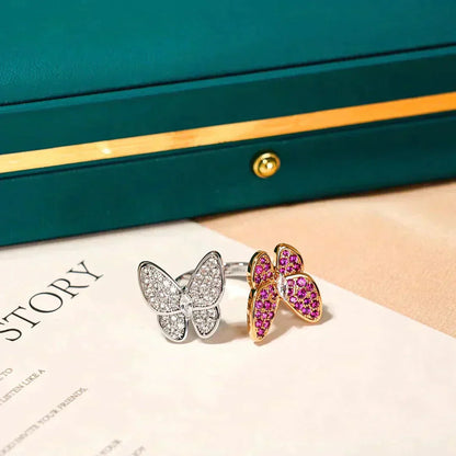 [⭐Hinora Jewelry]TWIN BUTTERFLY DIAMOND RING