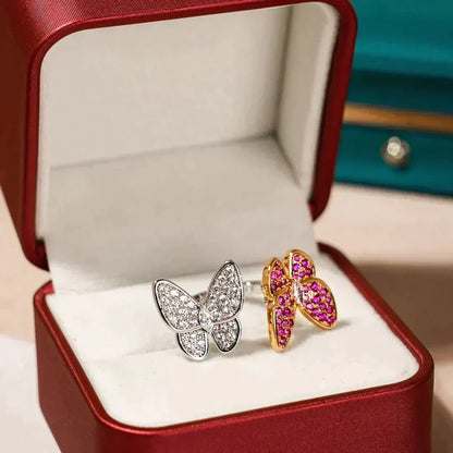 [⭐Hinora Jewelry]TWIN BUTTERFLY DIAMOND RING