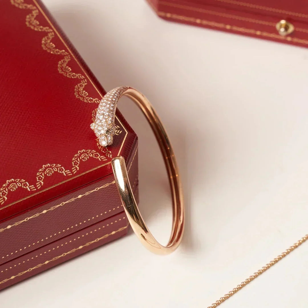 [⭐Hinora Jewelry]PANTHERE HALF DIAMOND OPEN BRACELET