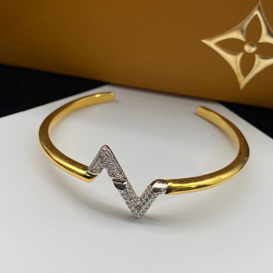 [⭐Hinora Jewelry]VOLTE UPSITE DOWN DIAMOND GOLD OPEN BRACELET