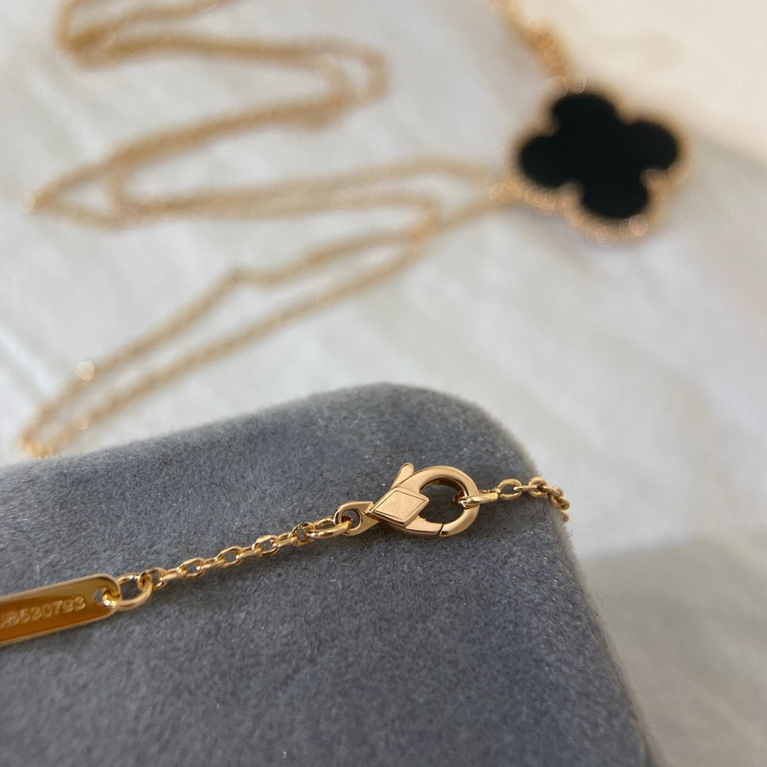 [⭐Hinora Jewelry]CLOVER 25MM NECKLACE GOLD ONYX