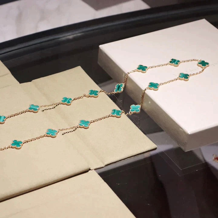 [⭐Hinora Jewelry]CLOVER 20 MOTIFS MALACHITE GOLD