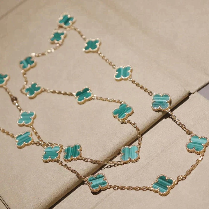[⭐Hinora Jewelry]CLOVER 20 MOTIFS MALACHITE GOLD
