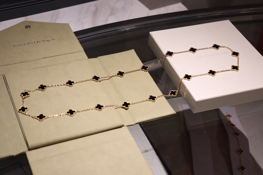 [⭐Hinora Jewelry]CLOVER 20 MOTIFS ONYX ROSE GOLD