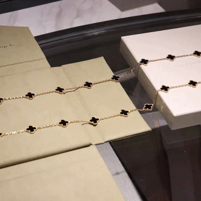[⭐Hinora Jewelry]CLOVER 20 MOTIFS ONYX NECKLACE