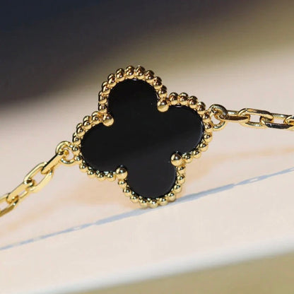 [⭐Hinora Jewelry]CLOVER 20 MOTIFS ONYX NECKLACE