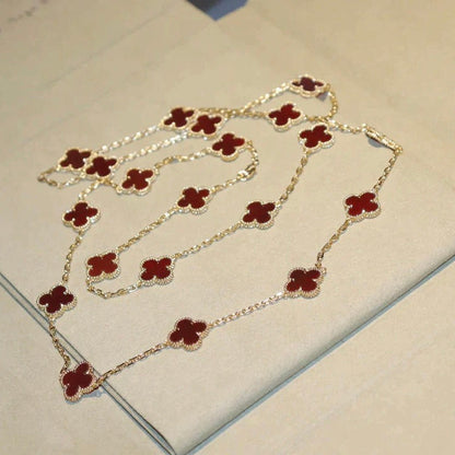 [⭐Hinora Jewelry]CLOVER 20 MOTIFS CARNELIAN NECKLACE