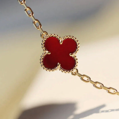 [⭐Hinora Jewelry]CLOVER 20 MOTIFS CARNELIAN NECKLACE