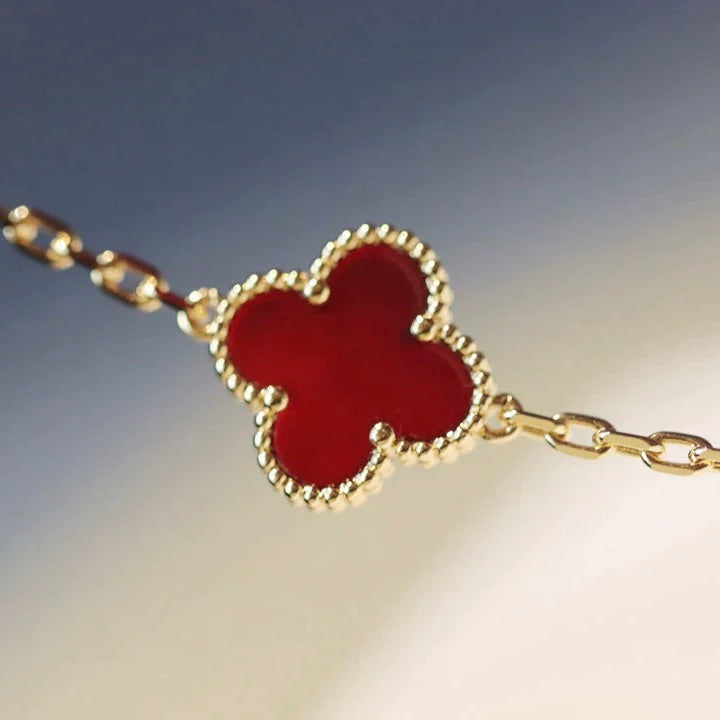[⭐Hinora Jewelry]CLOVER 20 MOTIFS CARNELIAN NECKLACE