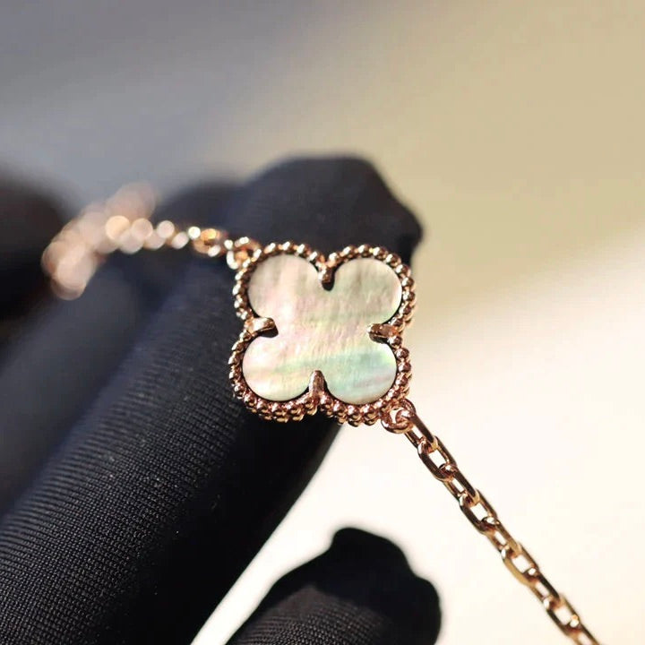 [⭐Hinora Jewelry]CLOVER 20 MOTIFS DARK MOP DIAMOND  NECKLACE