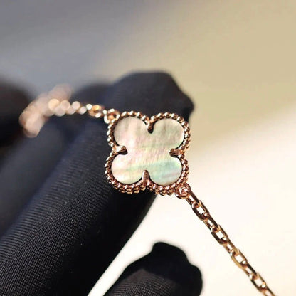 [⭐Hinora Jewelry]CLOVER 20 MOTIFS DARK MOP DIAMOND  NECKLACE