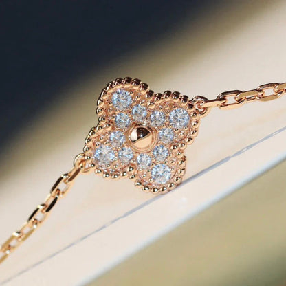 [⭐Hinora Jewelry]CLOVER 20 MOTIFS DARK MOP DIAMOND  NECKLACE
