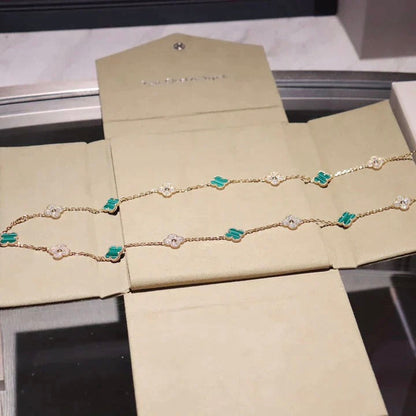 [⭐Hinora Jewelry]CLOVER 20 MOTIFS MALACHITE DIAMOND NECKLACE