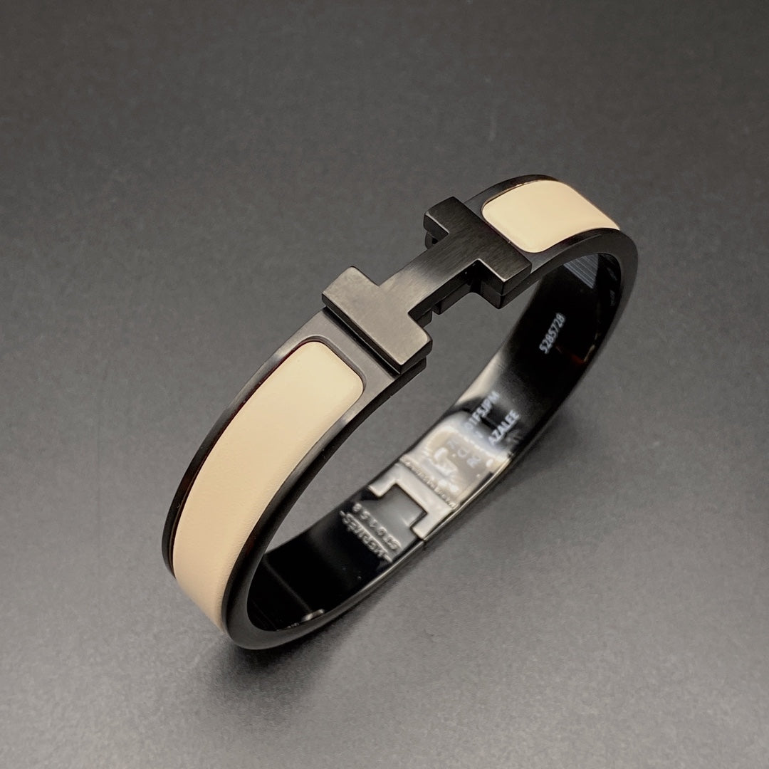 [⭐Hinora Jewelry]H BRACELET 12MM BLACK BEIGE CERAMIC