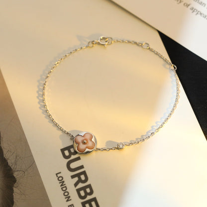[⭐Hinora Jewelry]SUN MOTIF PINK MOP SILVER BRACELET