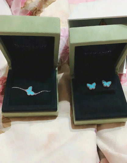 [⭐Hinora Jewelry]BUTTERFLY TURQUOISE EARRINGS SILVER