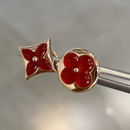 [⭐Hinora Jewelry]STAR AND SUN PINK GOLD CARNELIAN STUD EARRINGS