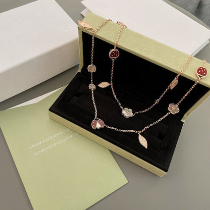[⭐Hinora Jewelry]LUCKY SPRING 15 MOTIFS ROSE GOLD NECKLACE