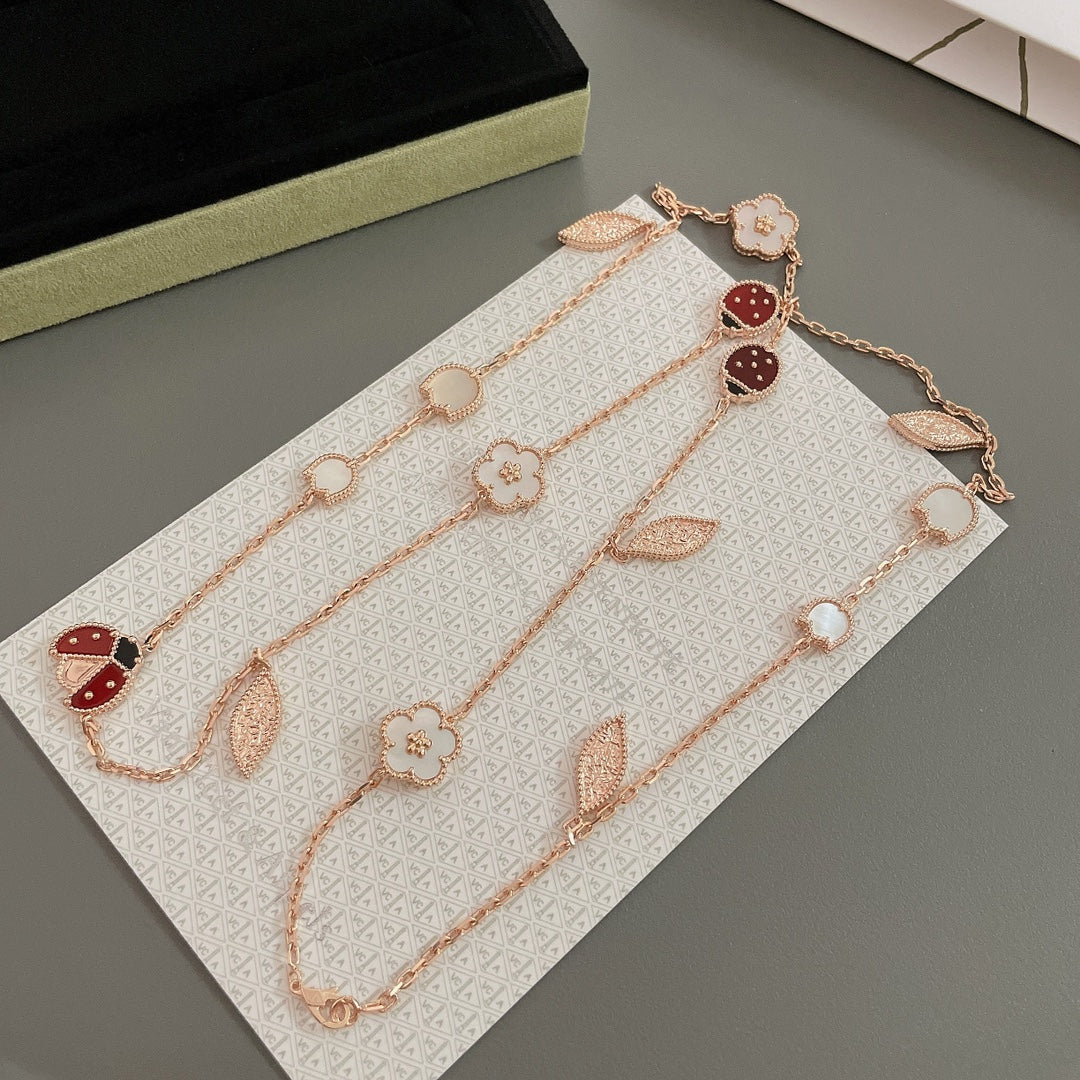 [⭐Hinora Jewelry]LUCKY SPRING 15 MOTIFS ROSE GOLD NECKLACE