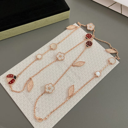 [⭐Hinora Jewelry]LUCKY SPRING 15 MOTIFS ROSE GOLD NECKLACE