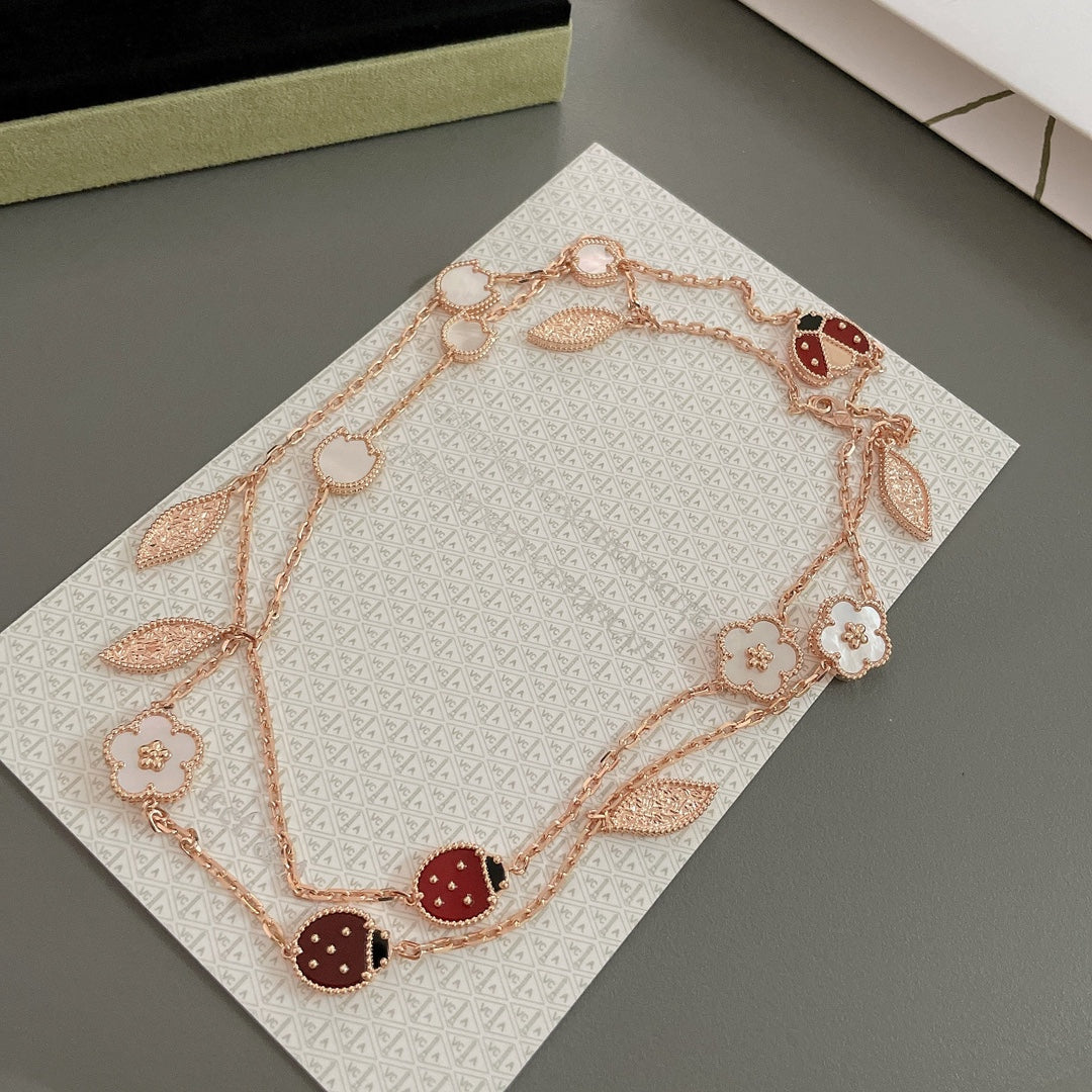 [⭐Hinora Jewelry]LUCKY SPRING 15 MOTIFS ROSE GOLD NECKLACE