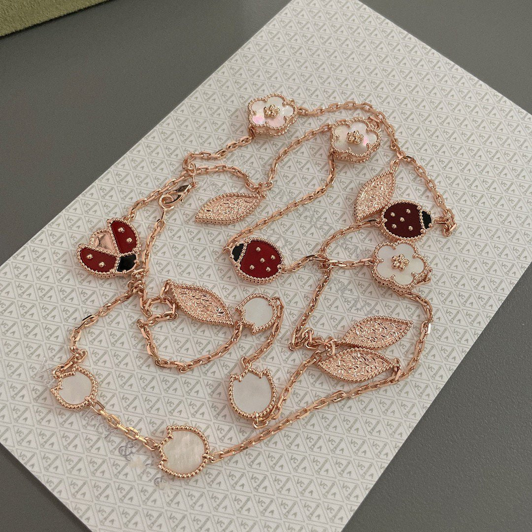 [⭐Hinora Jewelry]LUCKY SPRING 15 MOTIFS ROSE GOLD NECKLACE