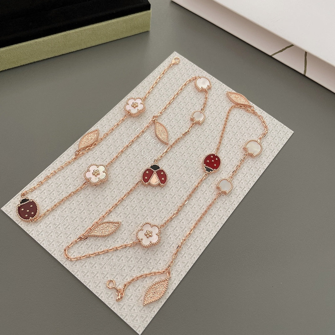[⭐Hinora Jewelry]LUCKY SPRING 15 MOTIFS ROSE GOLD NECKLACE