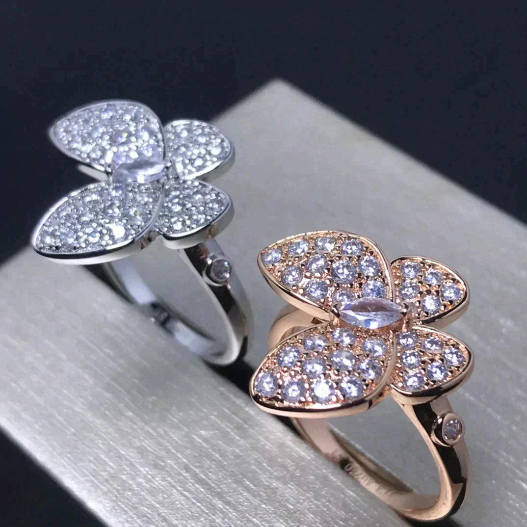 [⭐Hinora Jewelry]BUTTERFLY PINK GOLD DIAMOND RING