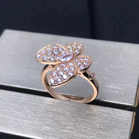 [⭐Hinora Jewelry]BUTTERFLY PINK GOLD DIAMOND RING