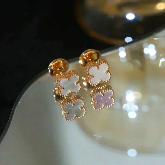 [⭐Hinora Jewelry]CLOVER MINI 9.5MM WHITE MOP EARRINGS