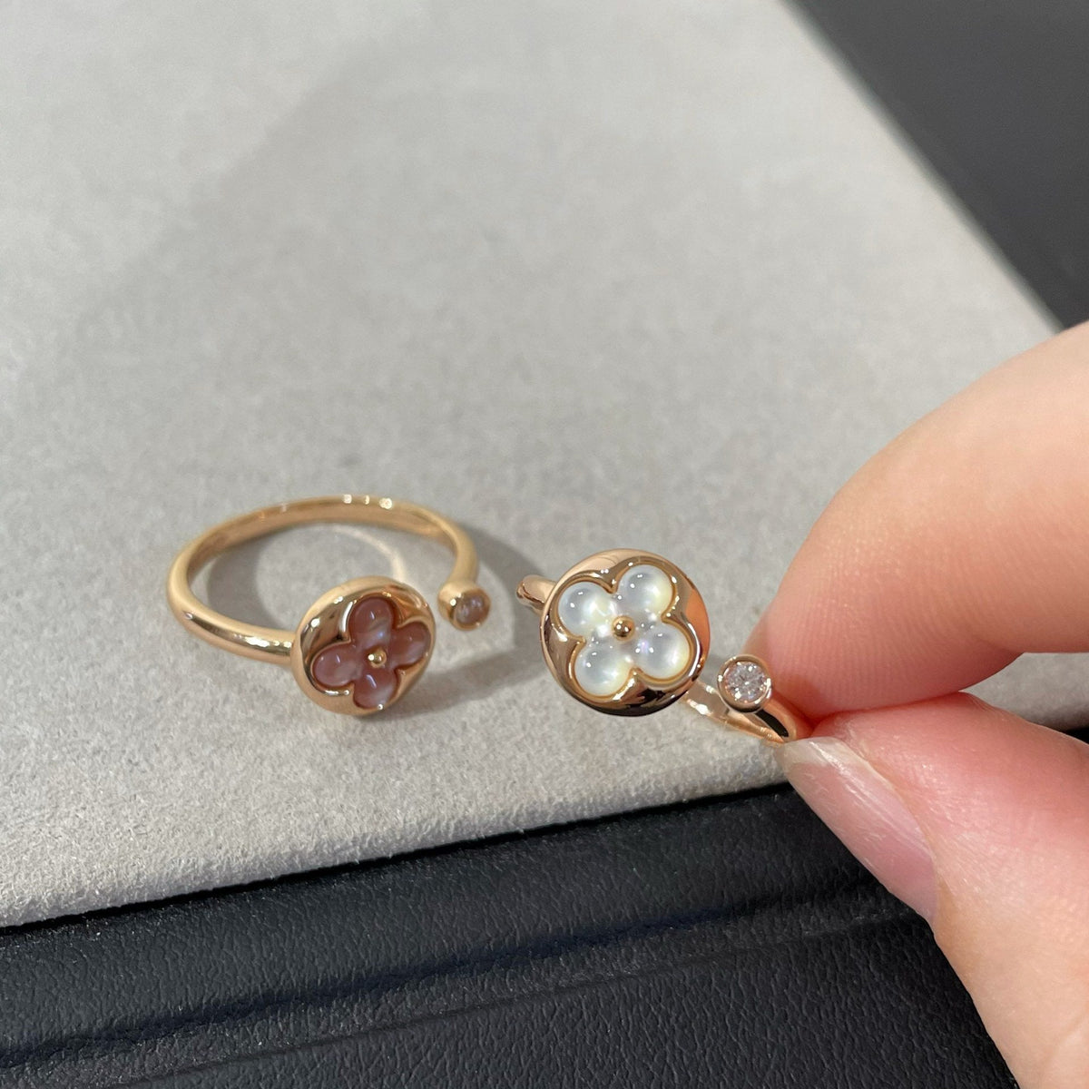 [⭐Hinora Jewelry]SUN 1 DIAMOND PINK MOP RING