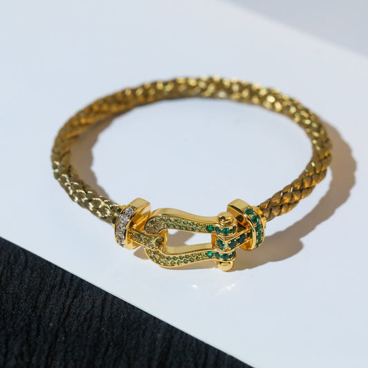 [⭐Hinora Jewelry]FORCE 10 GOLD GREEN DIAMOND PAVED