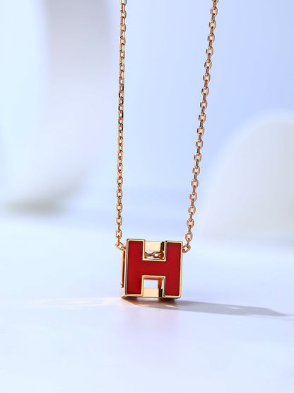 [⭐Hinora Jewelry]H CAGE PINK GOLD NECKLACE